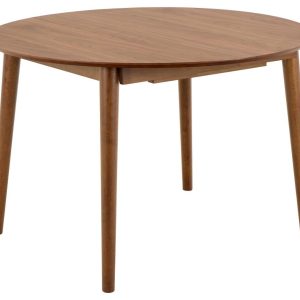ACT NORDIC Montreux rund spisebord, Top mat valnød acryl lak finer, Stel valnødbejdset acryl lak gummitræ med butterfly udtræk og tillægsplade opbevaring, Ø115/154x75 cm